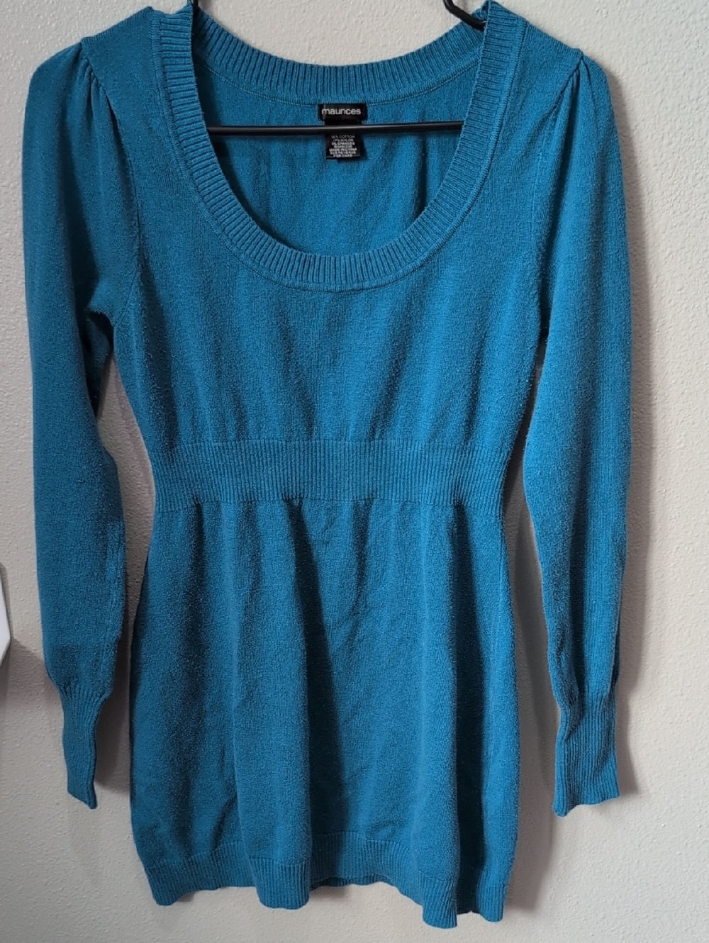 Maurices Teal Scoop Neck Knit Tunic Sweater